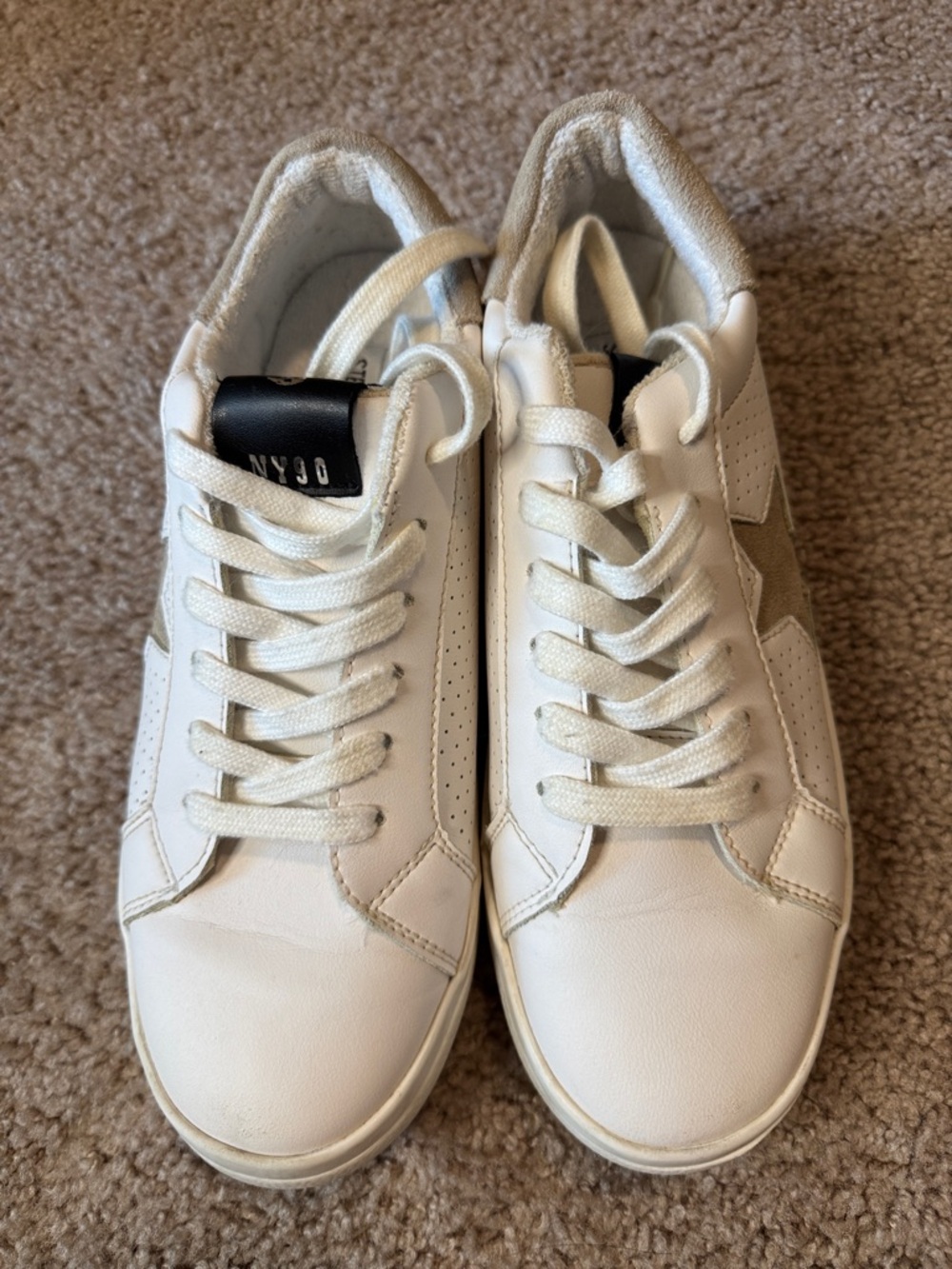 Steve Madden White and Tan Low-Top Women's Sneakers
